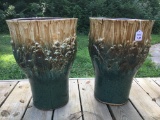 (2) Matching Glazed Pottery Planters
