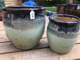 (2) Glazed Pottery Planters Are 9