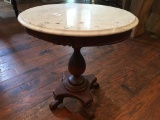 Contemporary Oval White Marble Top Table