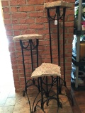 (3) Matching Iron Plant Stands W/Stone Tops