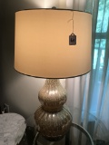 Pair Of Ceramic Gold Lamps W/Shades