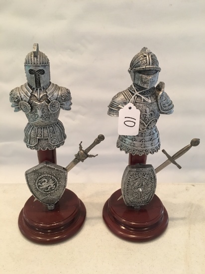 Pair Of Wood/Resin Knight Armor W/Removeable Sword