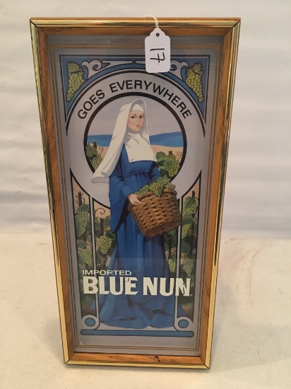 Framed Imported Blue Nun Advertising Sign