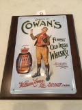 Cowans Old Irish Whiskey Convex & Embossed Tin Sign