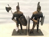 Set Of Tin/Metal Knight Book-Ends