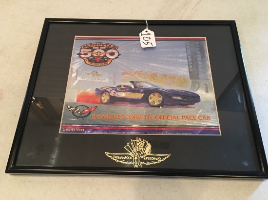 Framed Limited Edition Corvette Official Pace Car # 2968 Of 4000