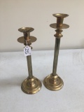 Pair Of Brass Candle Holders Are 12.5