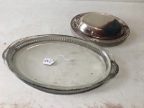 Baking Dish In Silver Plated Frame Is 10