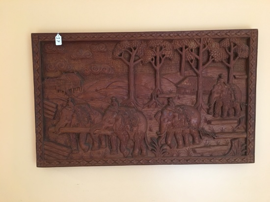 3-D Wood Carving Plaque From Thailand