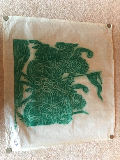 Thailand Woodblock Print On Rice Paper Of Warriors