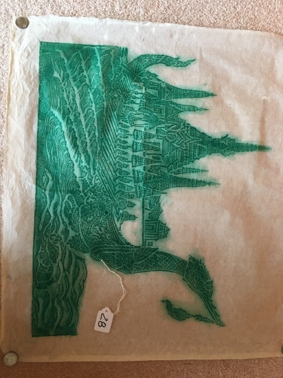 Thailand Woodblock Print On Rice Paper Of Sailing Vessel.