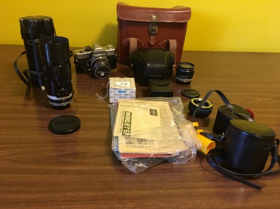 Minolta SRT-101 35mm Camera + Extra Lenses & Case