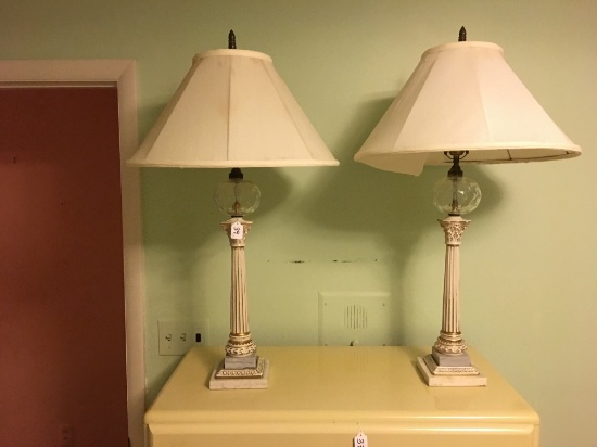 (2) Vintage Decorator Lamps Are 35" Tall