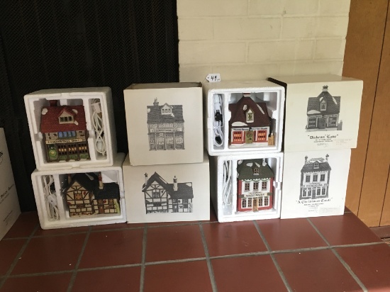 (4) Dickens Village Heritage Collection Buildings W/Boxes As Shown