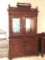 Wooden 2-Piece Cabinet W/Paneled Doors & Fretwork Top