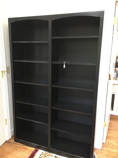 Dark Stained Double Bookcase