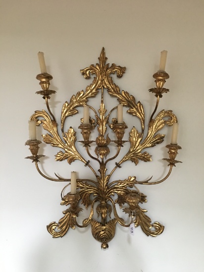 Embossed Tin & Metal Candle Wall Sconce