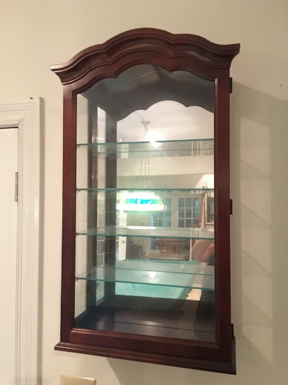 Howard-Miller Hanging Curio Cabinet W/Mirrored Back & (4) Glass Shelves