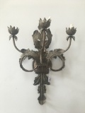 Embossed Tin & Metal Candle Wall Sconce