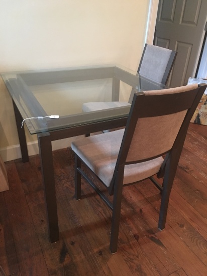 Glass Top Table W/(2) Matching Chairs By Amisco