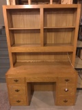 Oak Desk W/Bookcase Top-Shelves Are Adjustable