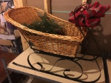 Iron & Wicker Christmas Sleigh-This home has some wonderful Holiday items.
