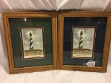 (2) Framed & Matted Lighthouse  Prints 