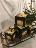 Christmas Display W/Sled & Snowman Boxes