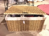 Large Lidded Basket Loaded W/Picnic Supplies