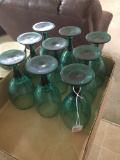 (9) Green Stemmed Drinking Glasses Are 7
