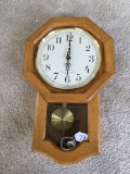 Oak-Cased Wall Clock W/Westminster Chimes-Battery Operated