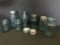 Group Of Aqua Colored Canning Jars