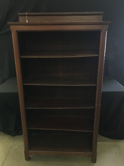 Antique Wood Open Bookcase W/4 Shelves