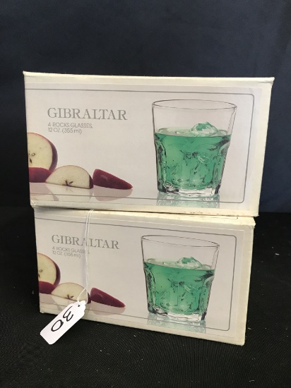 Set Of (8) Gibralter Fun-Damentals 12 Oz. Drinking Glasses W/Boxes