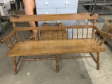 Maple Spindle Back Bench W/Cushions