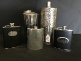 Bar Lot: (4) Flasks & Drink Shaker