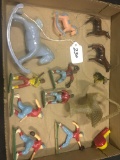 60's Japan Plastic Figurines: Baseball Players, Horses, & Other