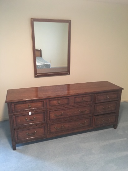 Quality Kindell, Grand Rapids Triple Dresser & Mirror In Cherry