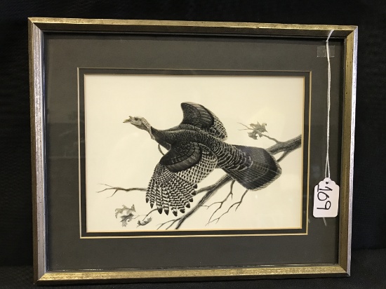 Framed & Matted John Ruthven Bicentennial Turkey Engraving