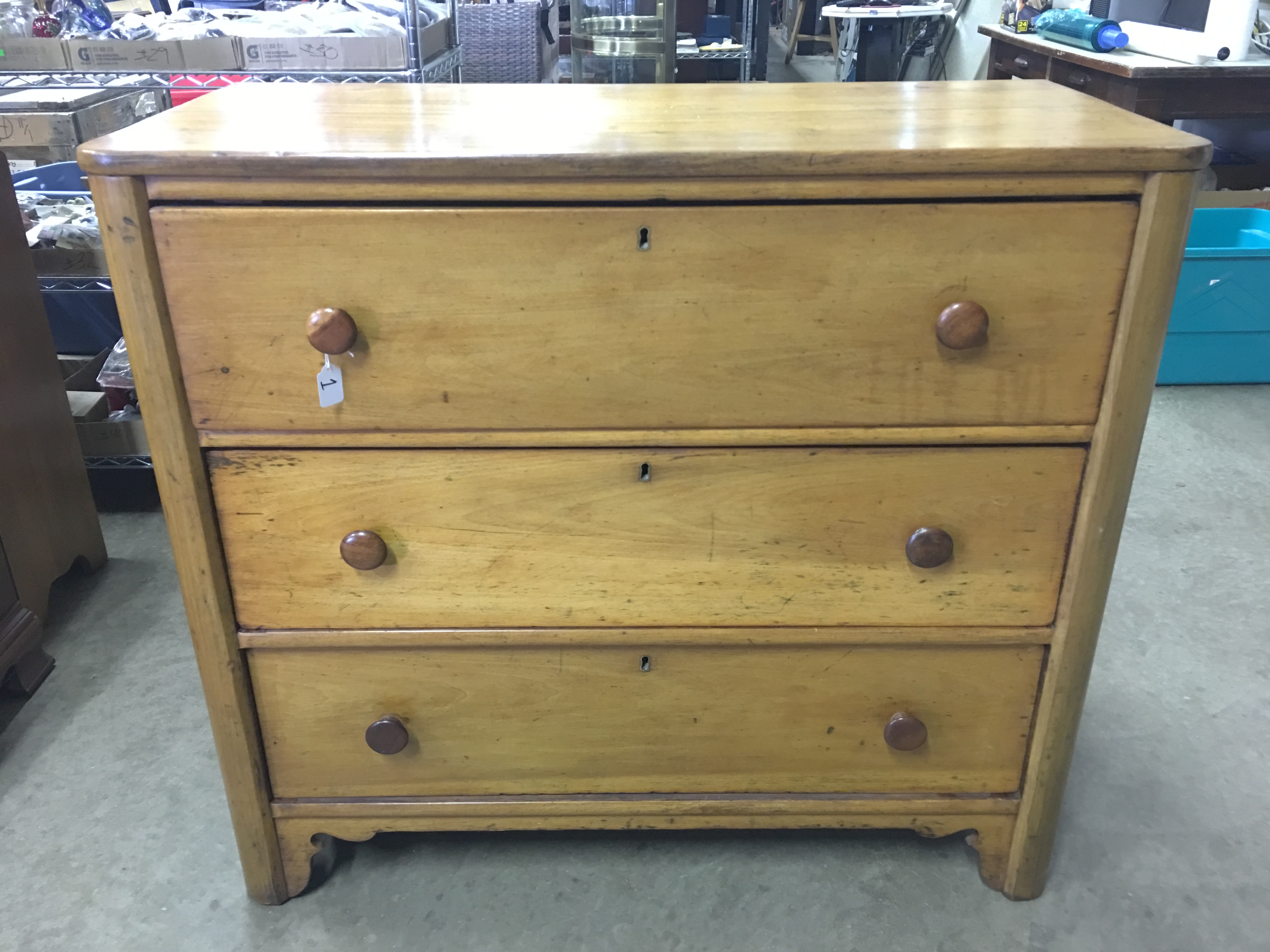 Antique Poplar 3 Drawer Dresser Estate Personal Property