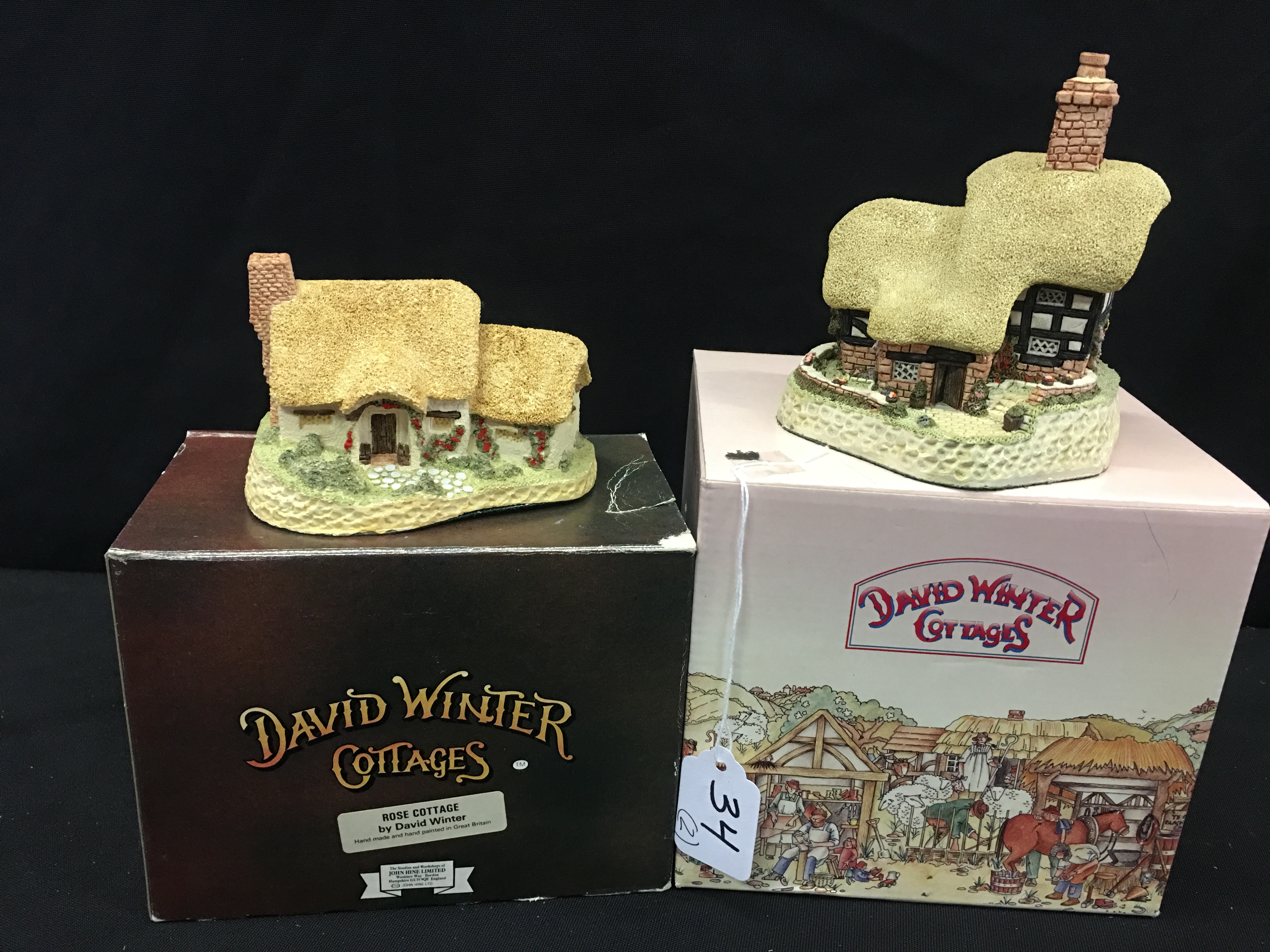 2 David Winters Cottages W Boxes Art Antiques Collectibles