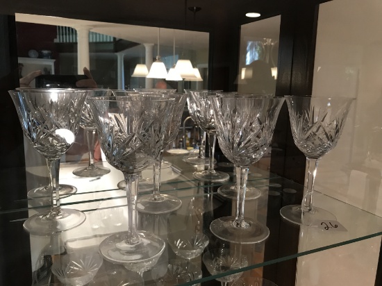 (6) Crystal Gorham Water Glasses In "Cherrywood" Pattern
