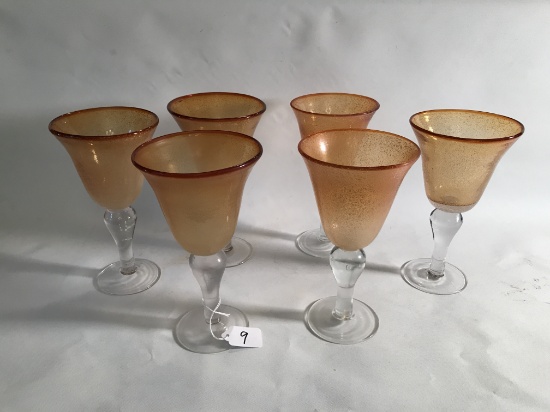 (6) Quality Stemmed Water Glasses