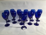 (12) Vintage Cobalt Blue Stemmed Wine Glasses