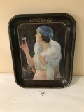 Coca-Cola Tin Tray W/Flapper Girl Drinking A Coke