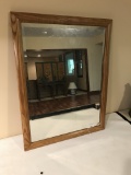 Oak Framed Beveled Mirror