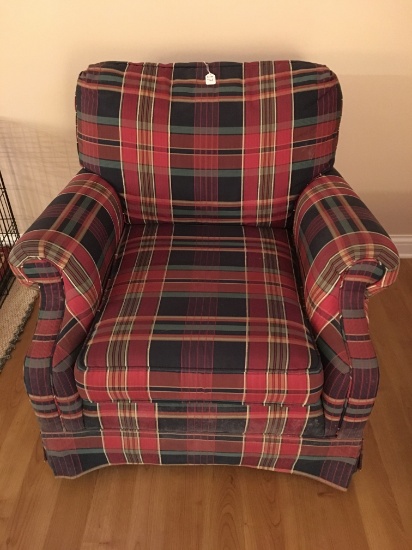 1-Cushion Plaid Chair-Matches Couch In Previous Lot