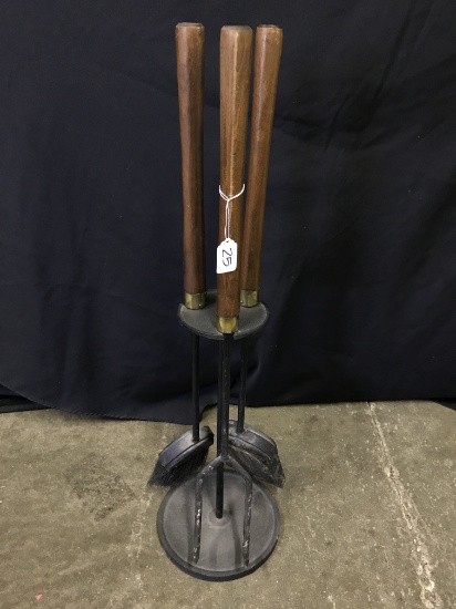 Fireplace Tools In Holder Measure 25" tall.