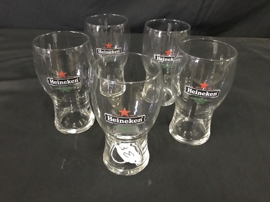 (5) Heineken Beer Glasses