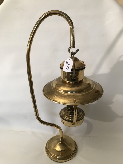 Contemporary Brass French Oil Lamp In Frame